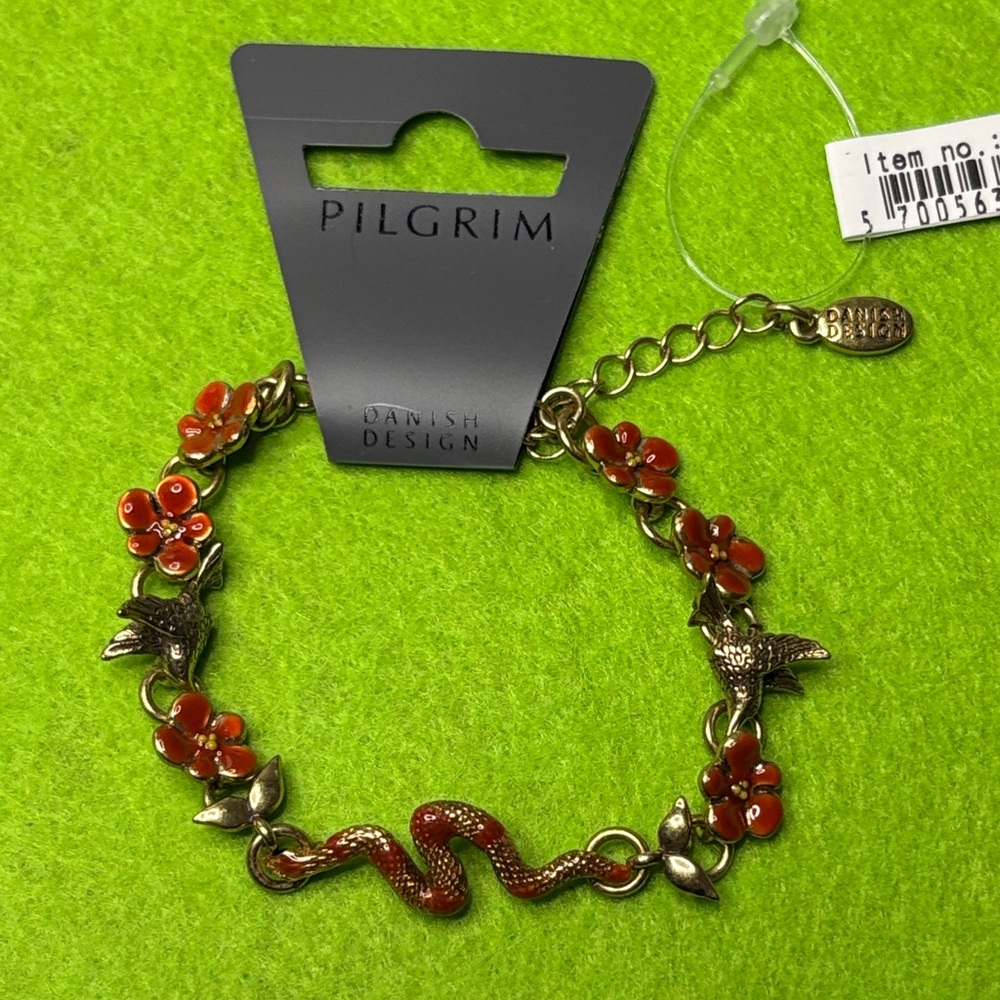 Pilgrim Red and Gold Floral Bracelet